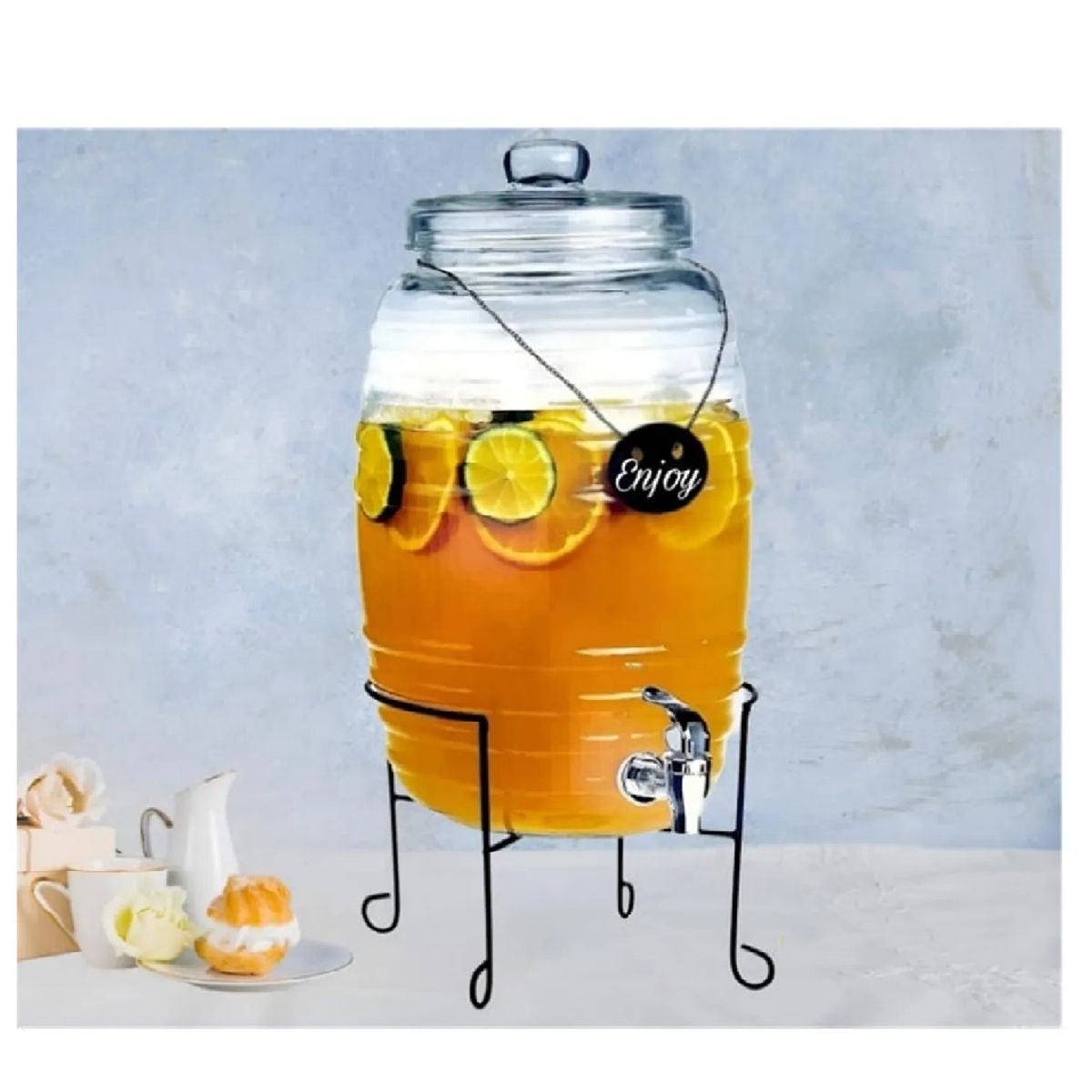 ICHIMATSU - Dispensador de Vidrio 10 Litros Barril con Rack y pizarra