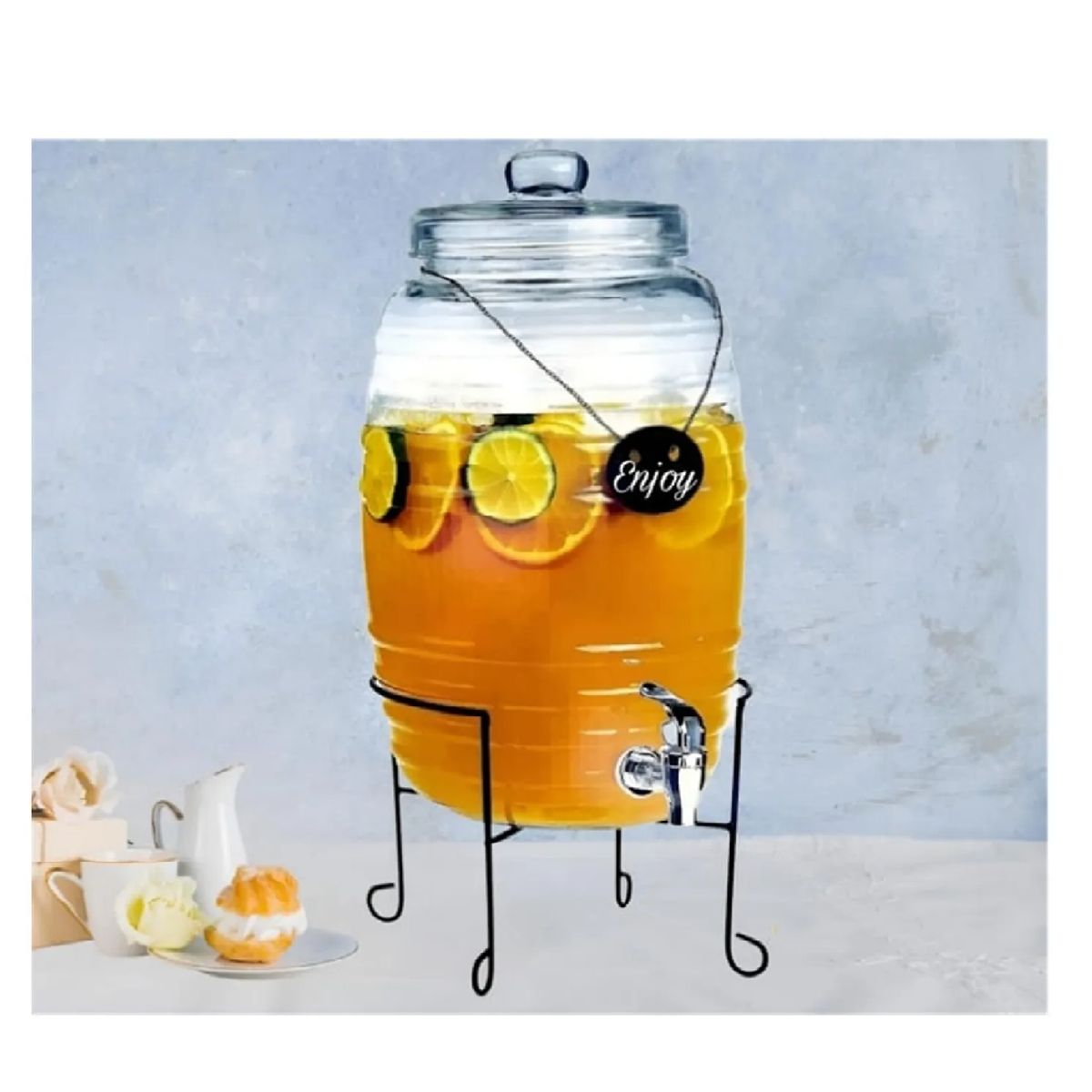 ICHIMATSU - Dispensador de Vidrio 10 Litros Barril con Rack y pizarra