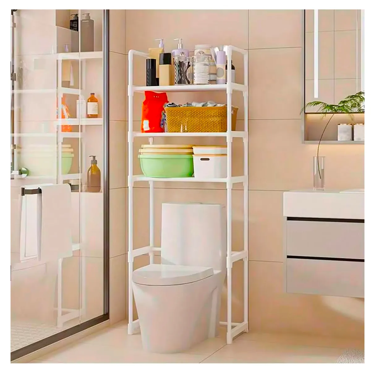 GENERICO - Estante baño 3 Niveles Rack Multiuso Soporte Blanco