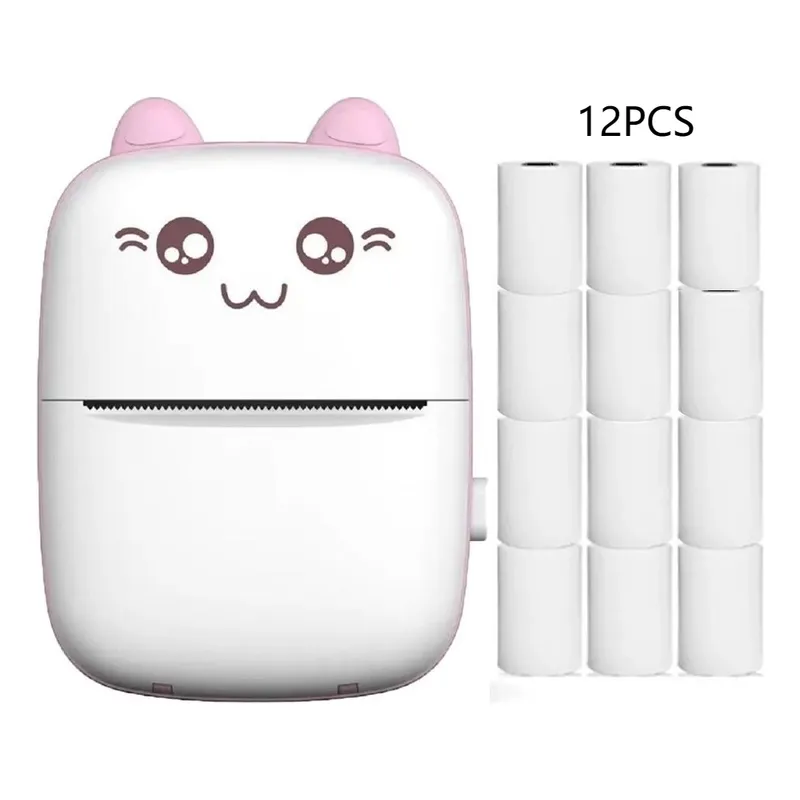 U BUY - Mini Impresora Térmica Gatita Bluetooth 200dpi 12 Rollos