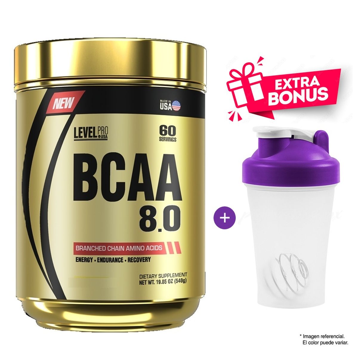 LEVEL PRO - AMINOÁCIDO LEVEL PRO BCAA 8.0 540 G FRUIT PUNCH + SHAKER