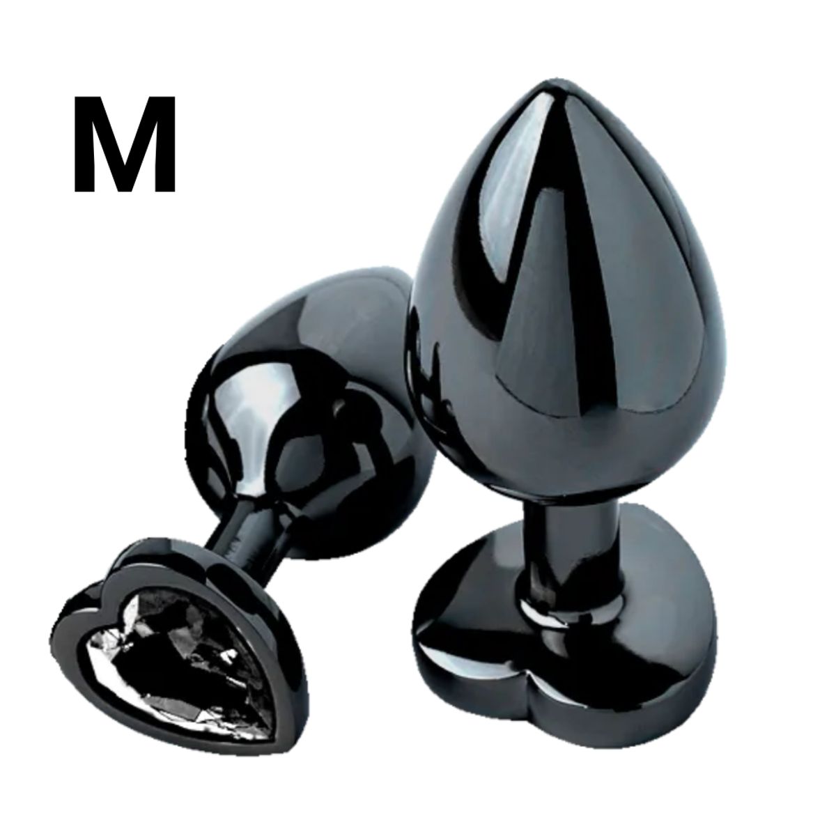 DR PINKY - Plug Talla M Dilatador Anal de Aluminio Consolador Joya Corazon Negro