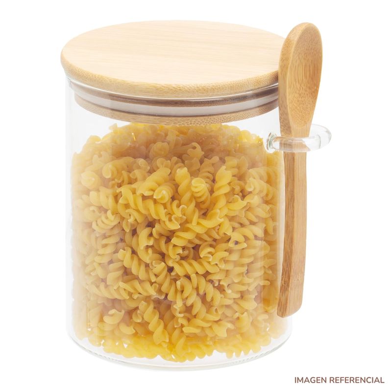 INSPIRA MARKET - Frasco de almacenamiento con tapa y cucharita estilo Bambú
