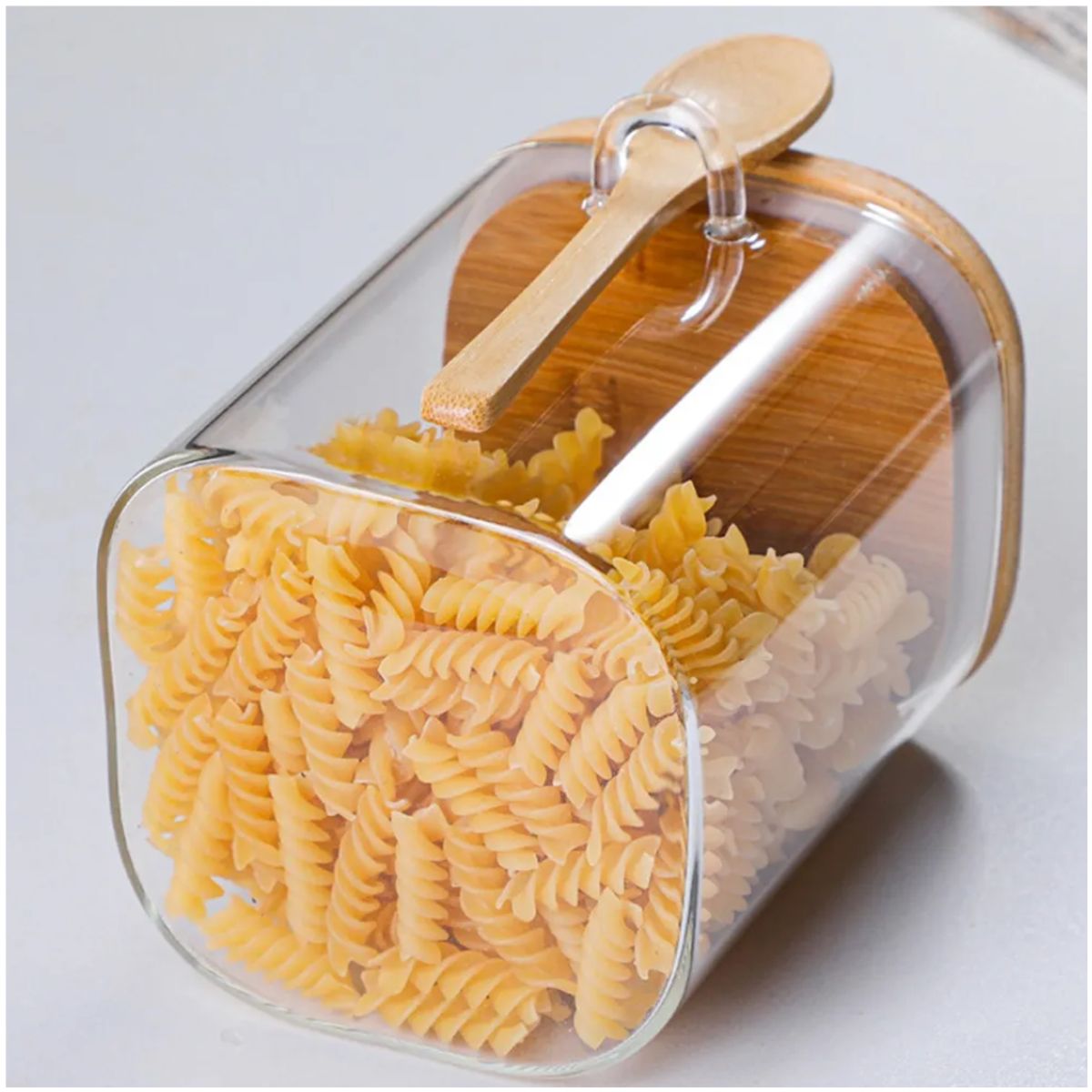 INSPIRA MARKET - Frasco de almacenamiento con tapa y cucharita estilo Bambú