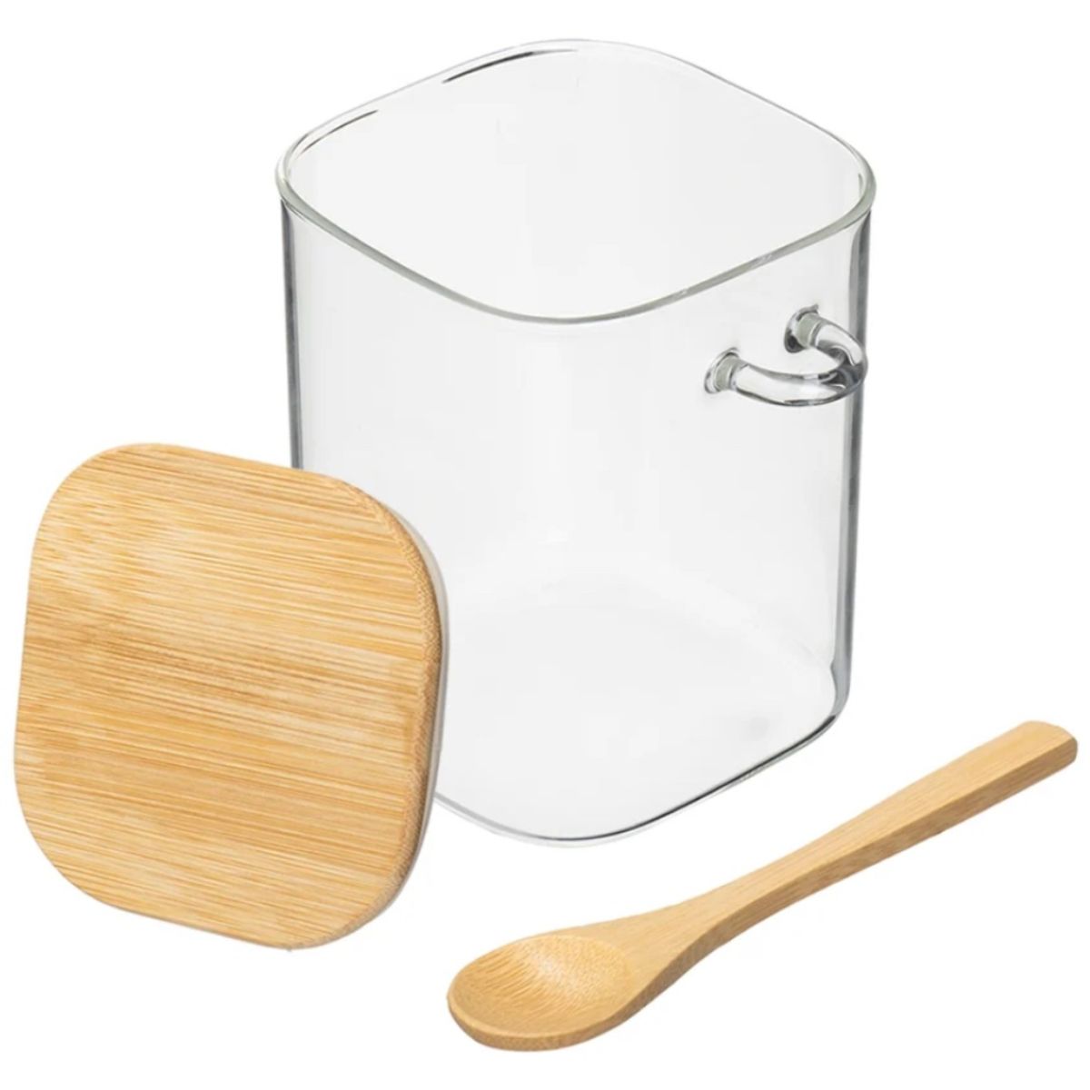 INSPIRA MARKET - Frasco de almacenamiento con tapa y cucharita estilo Bambú