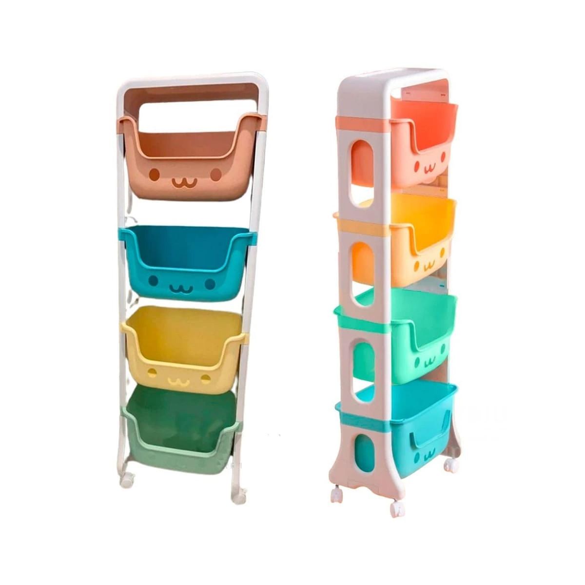 RYBIU IMPORT - Juguetero Kids con Caritas y Techito de 4 Niveles Multicolor