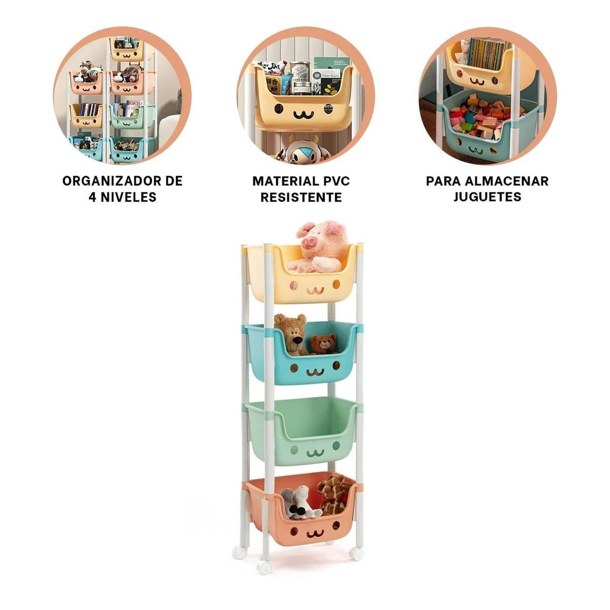 GENERICO - Juguetero con Ruedas 4 N en Multicolor Y+Regalo Agendita