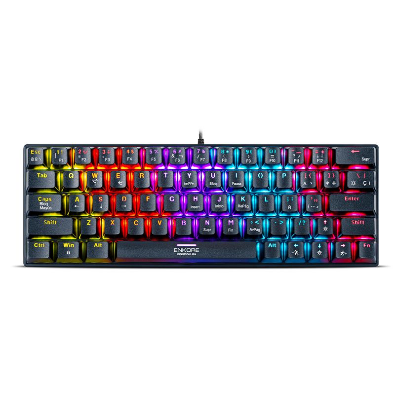 ENKORE - Teclado Mecánico Kingdom 64 Switch Blue Led Rainbow Antighos