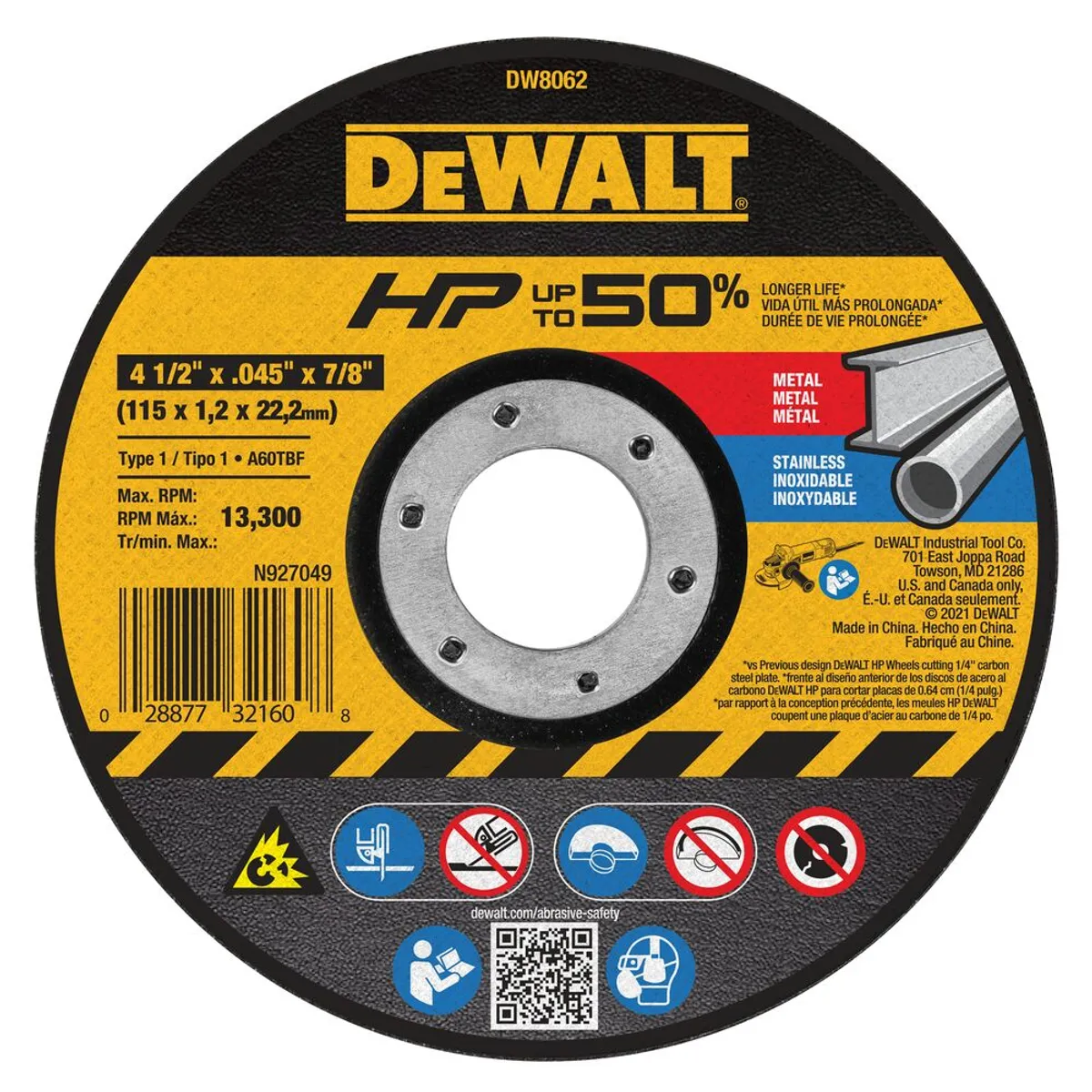 DEWALT - Disco Abrasivo Corte HP 4-1 / 2" x 1.2 mm - Pack x 50 unid