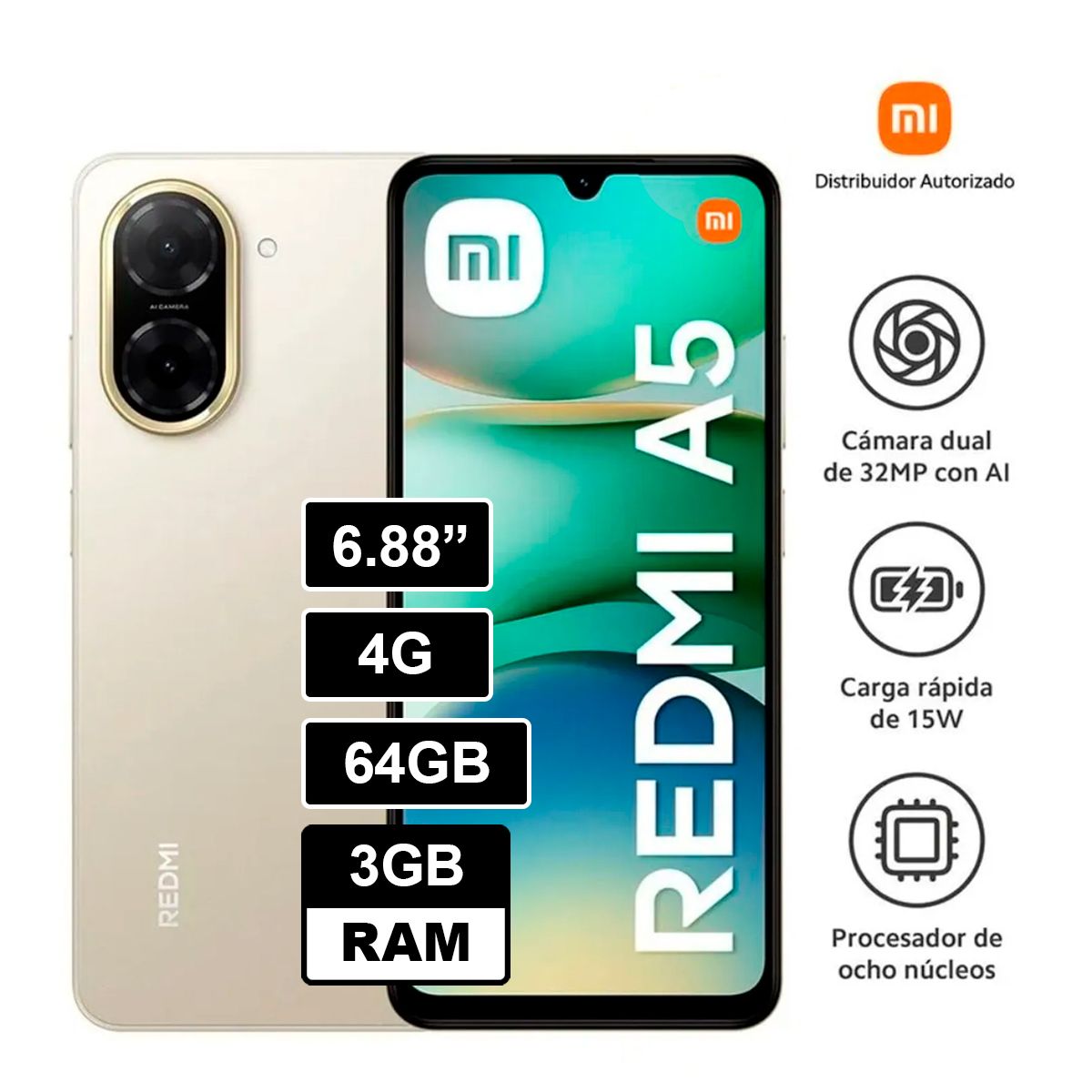 XIAOMI - CELULAR REDMI A5 3GB RAM  64GB DORADO