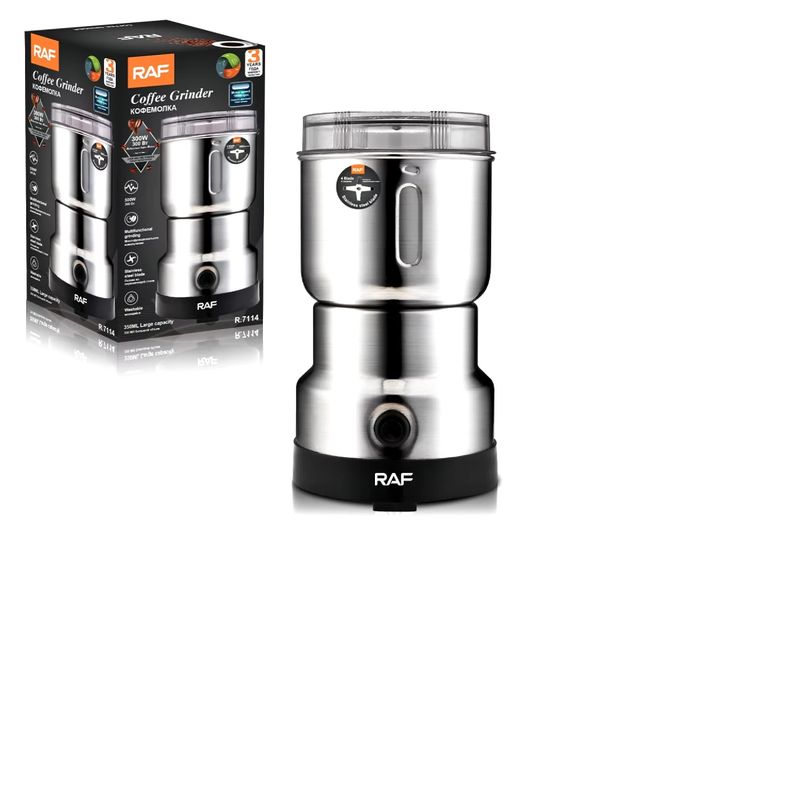 GENERICO - MOLINILLO ELÉCTRICO RAF R.7114 ACERO INOXIDABLE PARA CAFÉ Y ESPECIAS 4 ASPAS 300W
