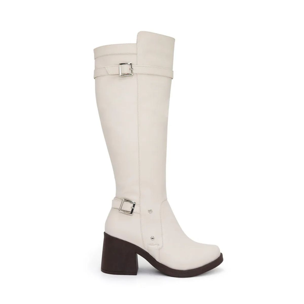 GENERICO - Bota Mujer Yomar Alta Taco 7 Doble Hebilla Color Beige