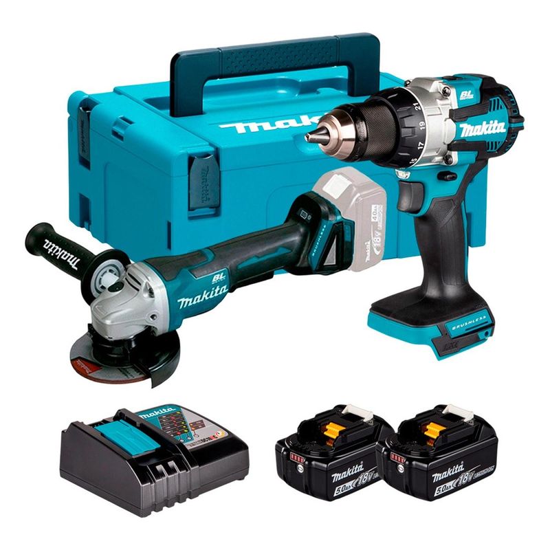 MAKITA - Taladro Atornillador+Esmeril 4.5 Makita + Bat Y Carg+Makpack
