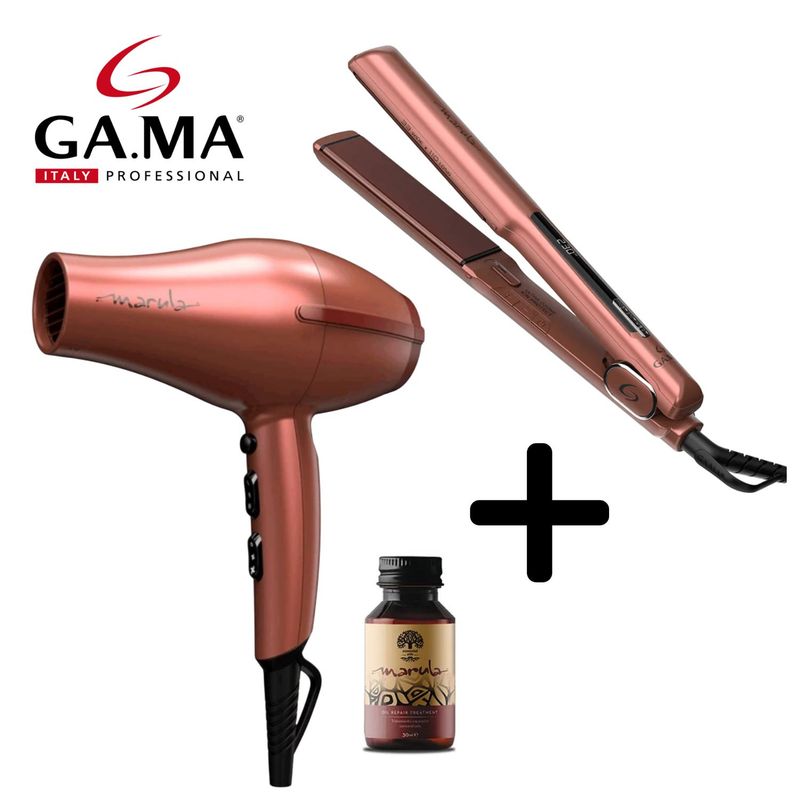 GAMA - Combo Marula Alisadora 2200 + Secadora GAMA 2235 + OIL 30ml