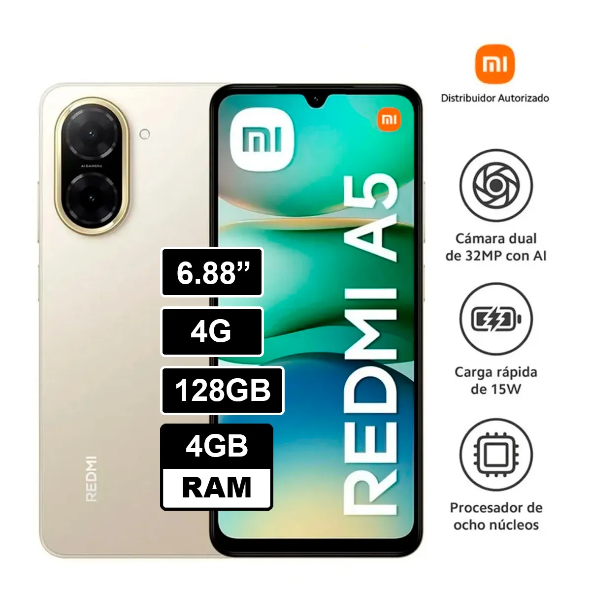 XIAOMI - CELULAR REDMI A5 4GB RAM  128GB DORADO