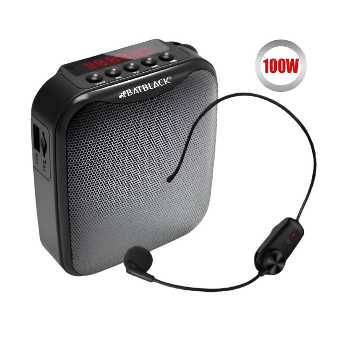 BATBLACK - Amplificador Portátil 100W con Micrófono Tipo Vincha BT-V317 - BATBLACK