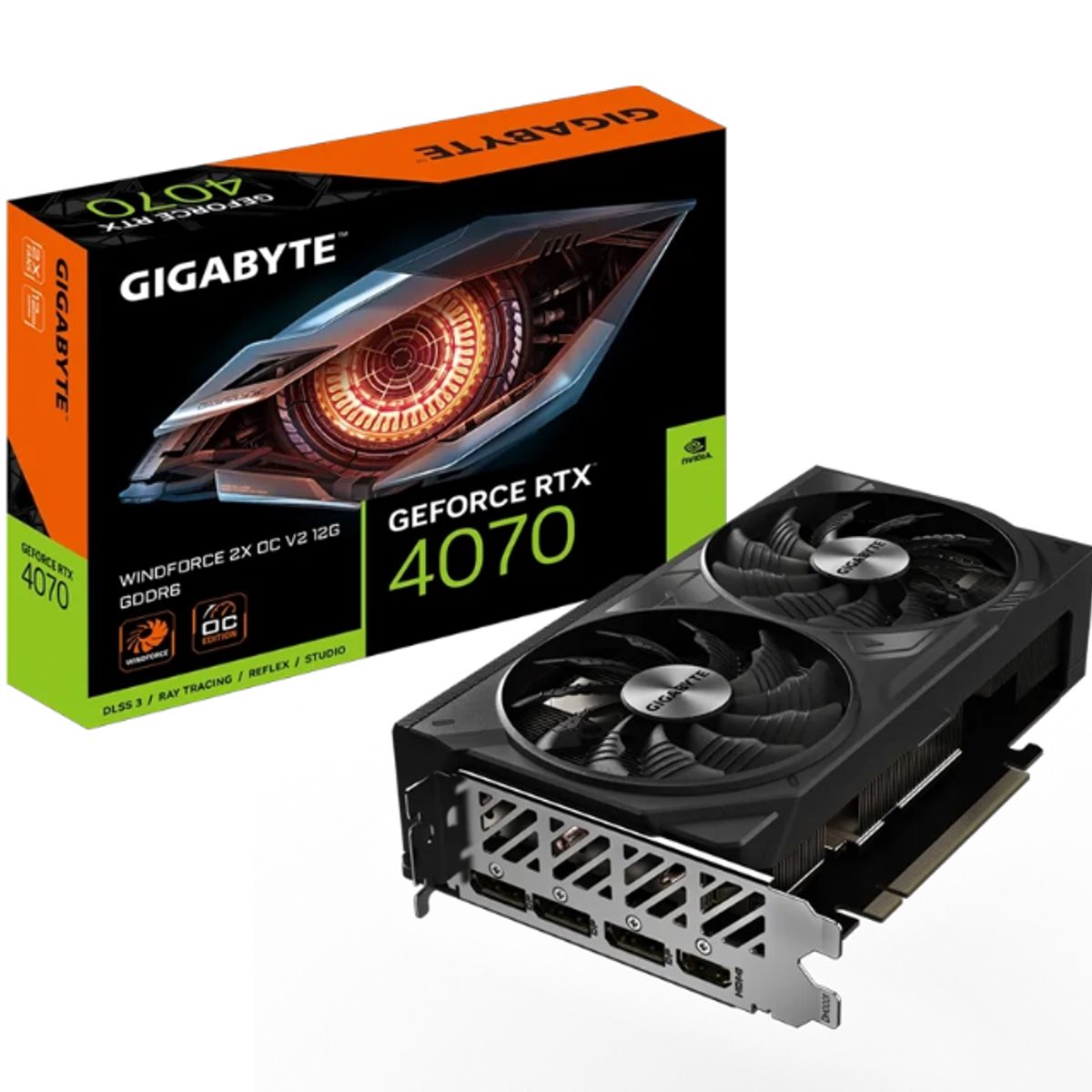 GIGABYTE - Tarjeta de video Gigabyte GeForce RTX 4070 WINDFORCE 2X OC V2 12G