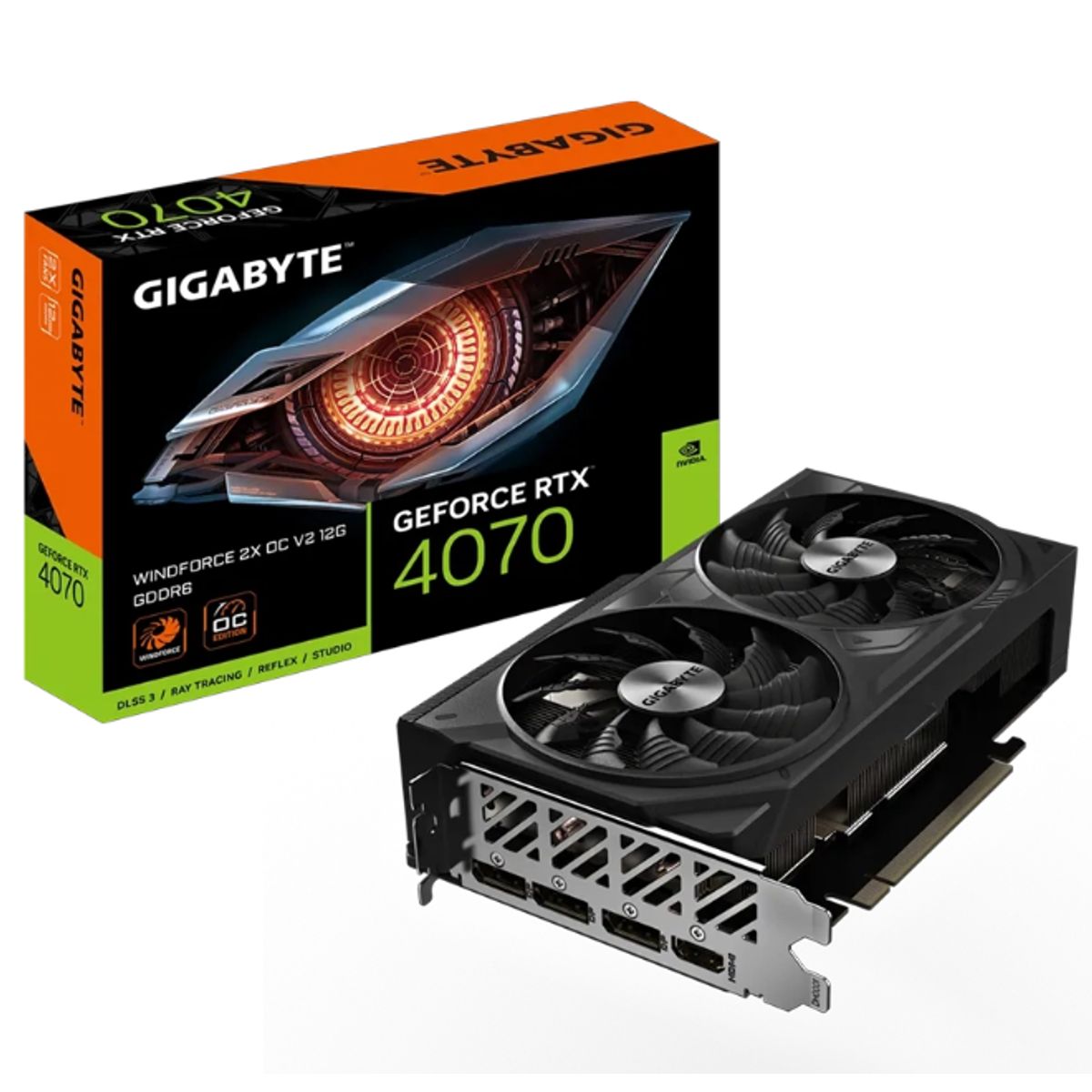 GIGABYTE - Tarjeta de video Gigabyte GeForce RTX 4070 WINDFORCE 2X OC V2 12G