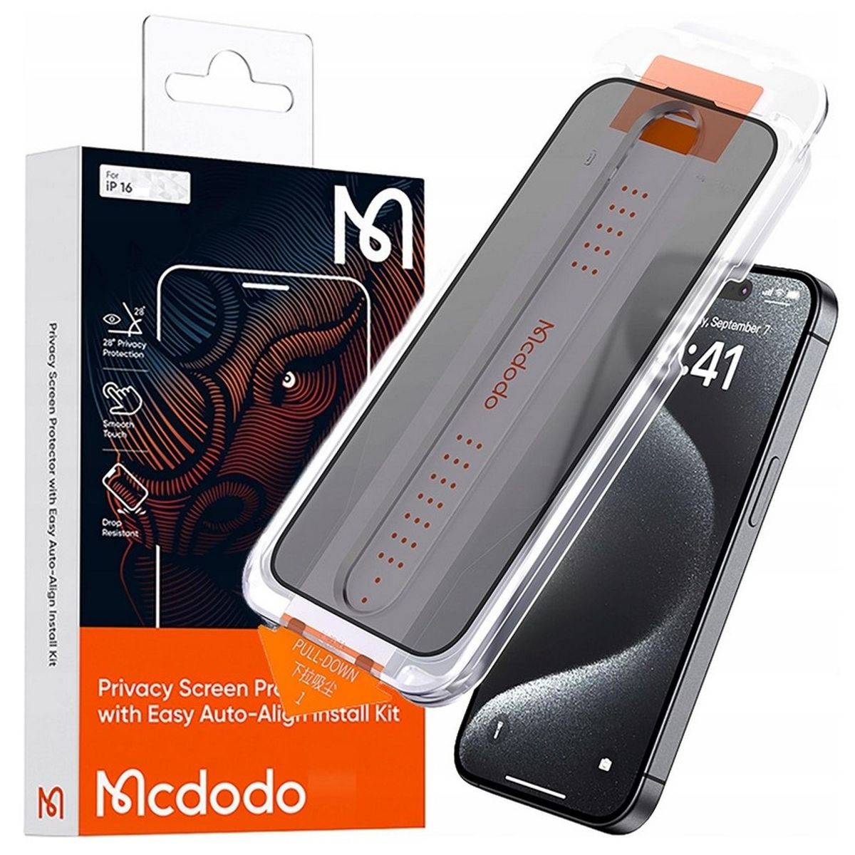 MCDODO - Protector Para IPhone 16 Plus - Vidrio Templado AntiSpy - MCdodo