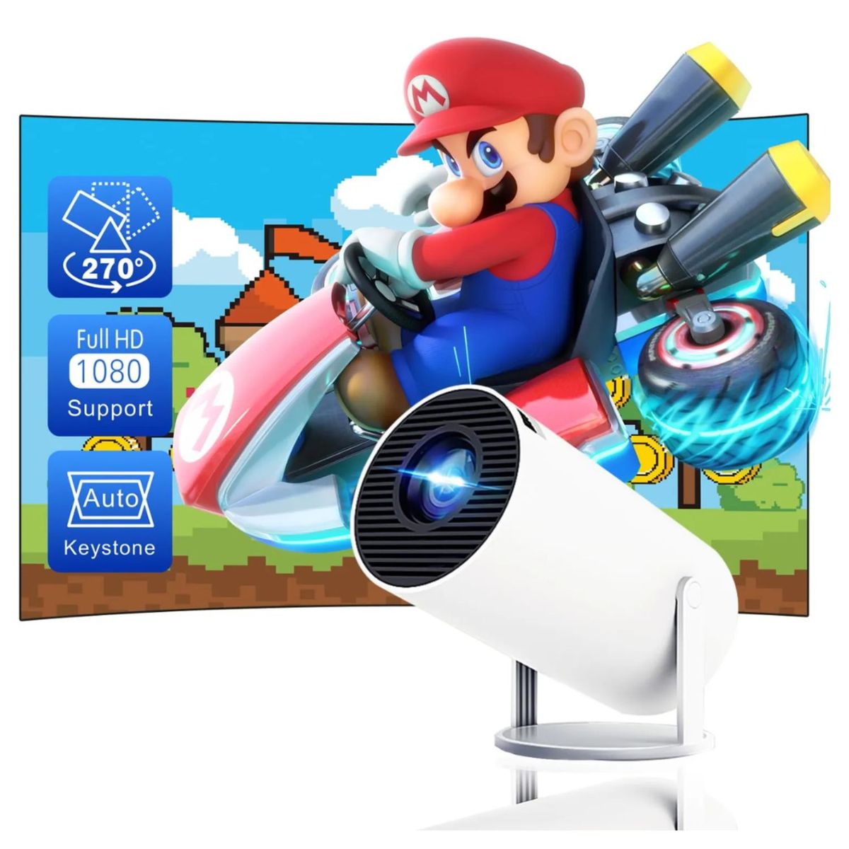 OEM - Proyector Smart TV HY300 Android 11 WiFi 6/5G Bluetooth HD 720p 130" HY-300