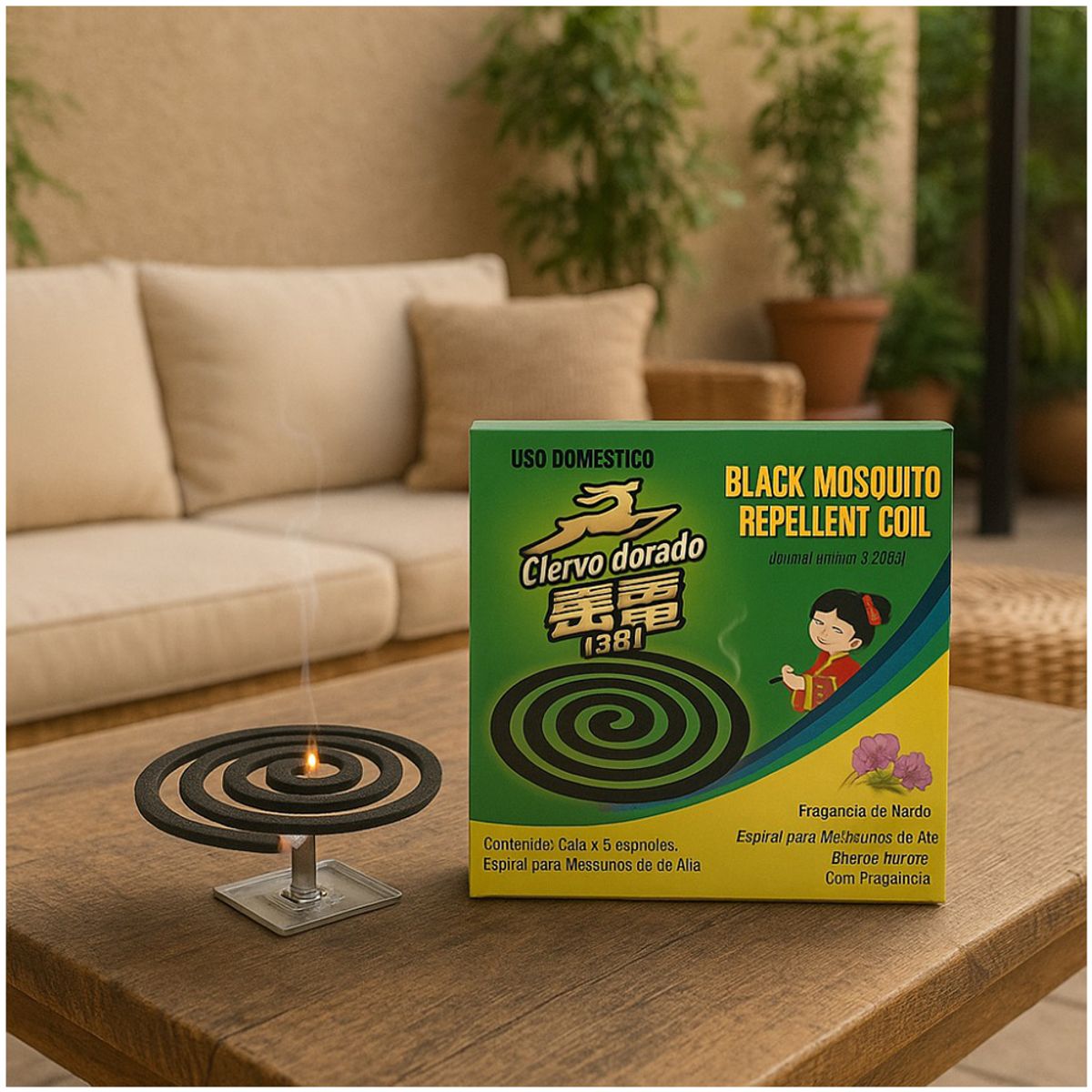GENERICO - Espiral Aromático Anti Mosquitos Pack x5 Ciervo Dorado