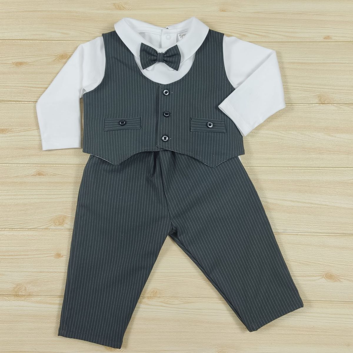 BANNITAS - Terno de niño verde a rayas