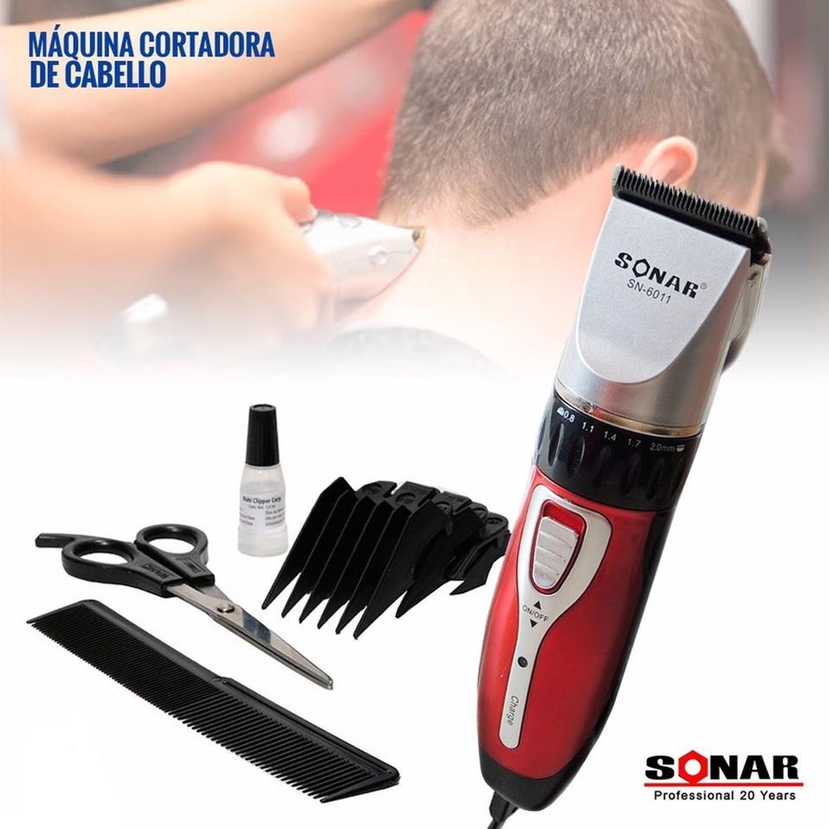 OEM - Recortadora de Cabello Sonar SN-6011 Inalámbrica y Potente