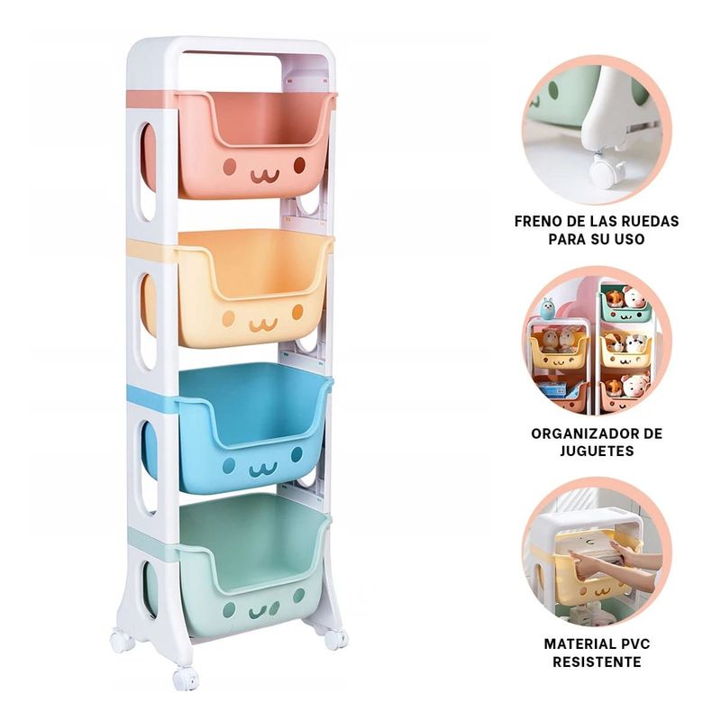 GENERICO - Pack3 Estante Juguetes en 4 N Multicolor Y+Ligas de Regalo