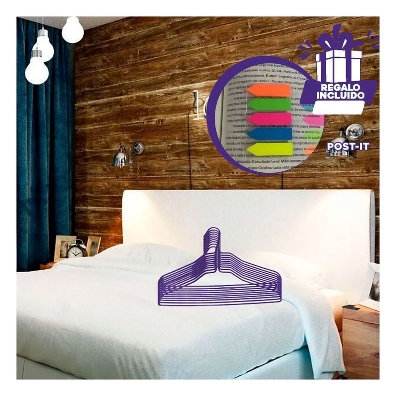 GENERICO - Pack5 Gancho Versatil en Morado Y+Banderitas Adhesivas