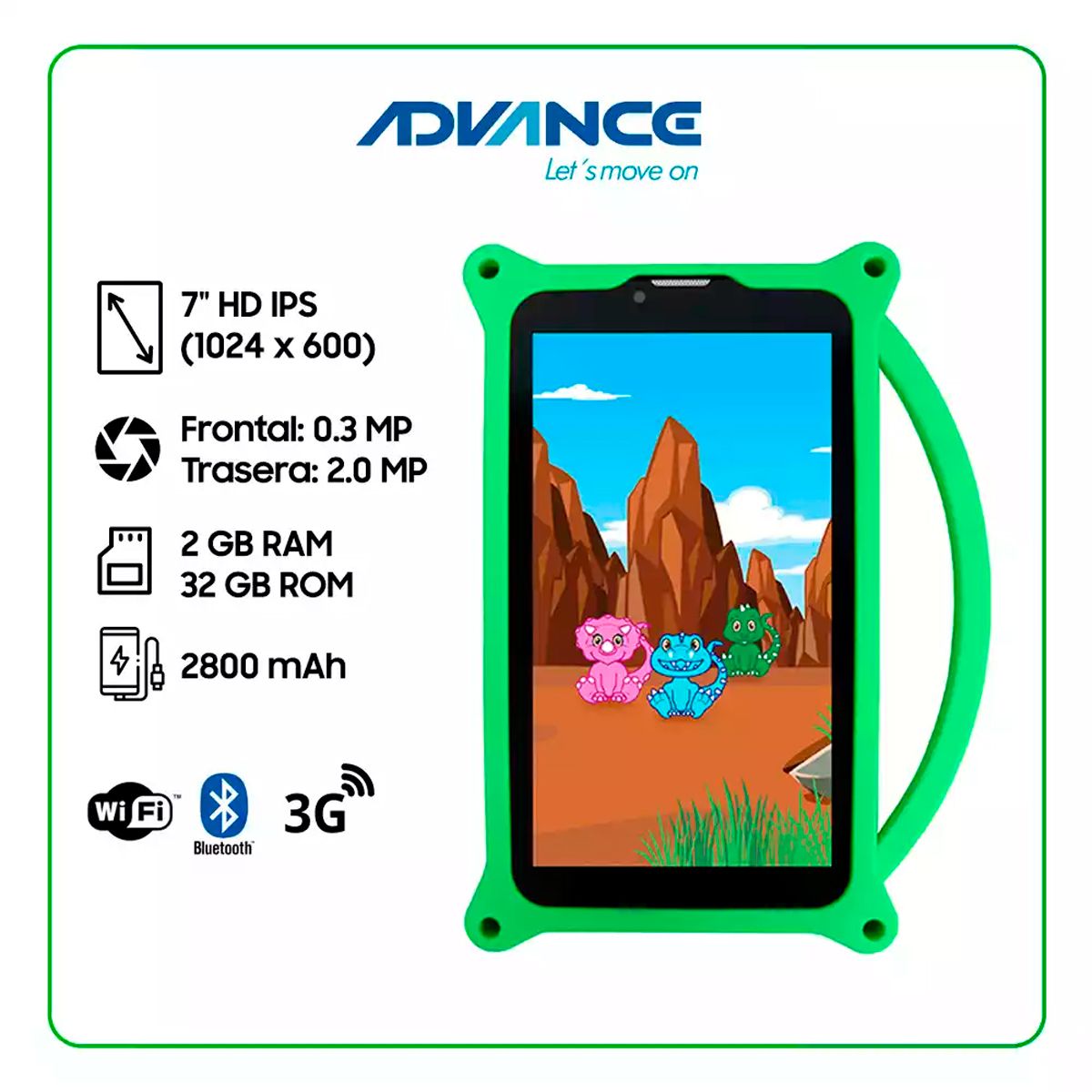 ADVANCE - TABLET PARA NIÑOS ADVANCE TR6955 2GB RAM 32GB ROM - VERDE