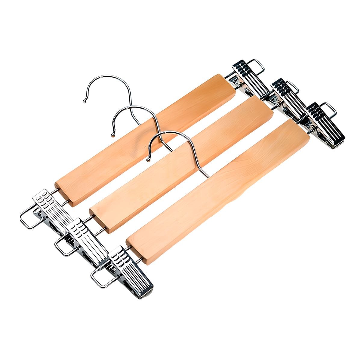 GENERICO - Pack2 Colgadores de Ropa de Madera con Ganchos de Metal