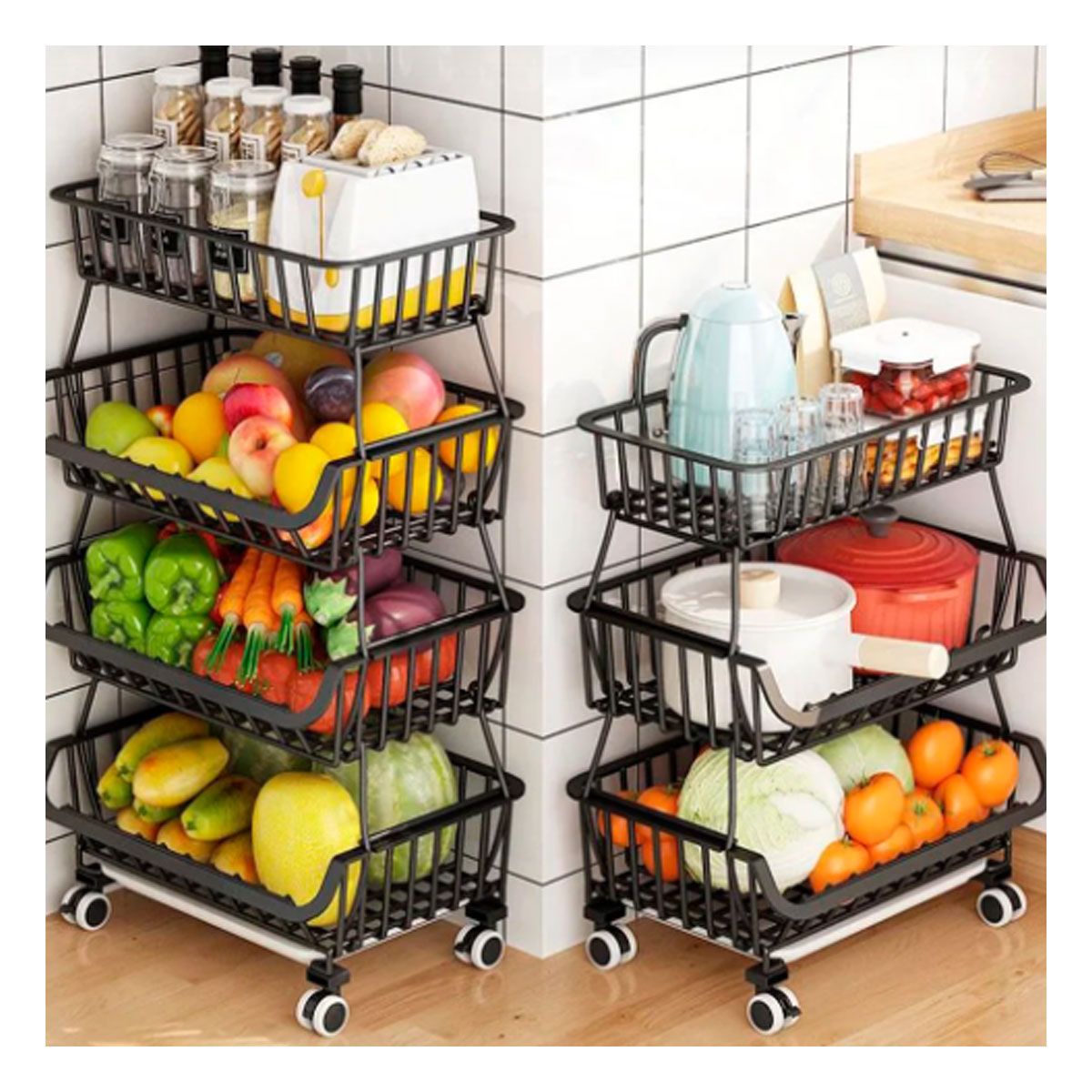 GENERICO - Pack3 Canasta Organizadora de Verduras Hogar en Negro