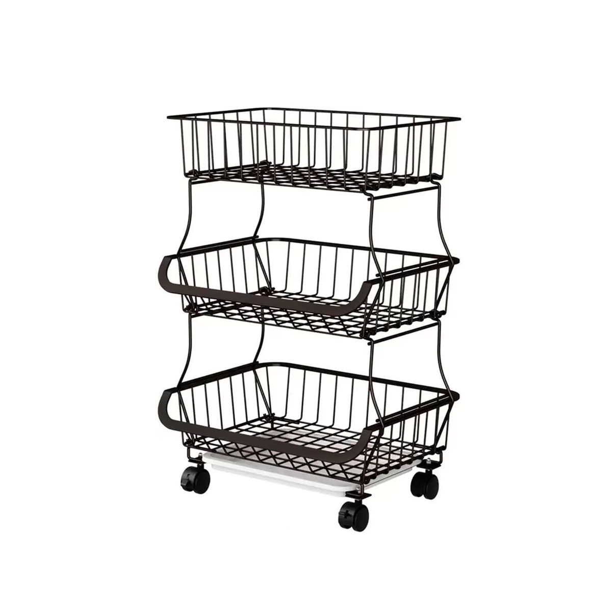 GENERICO - Pack3 Canasta Organizadora de Verduras Hogar en Negro