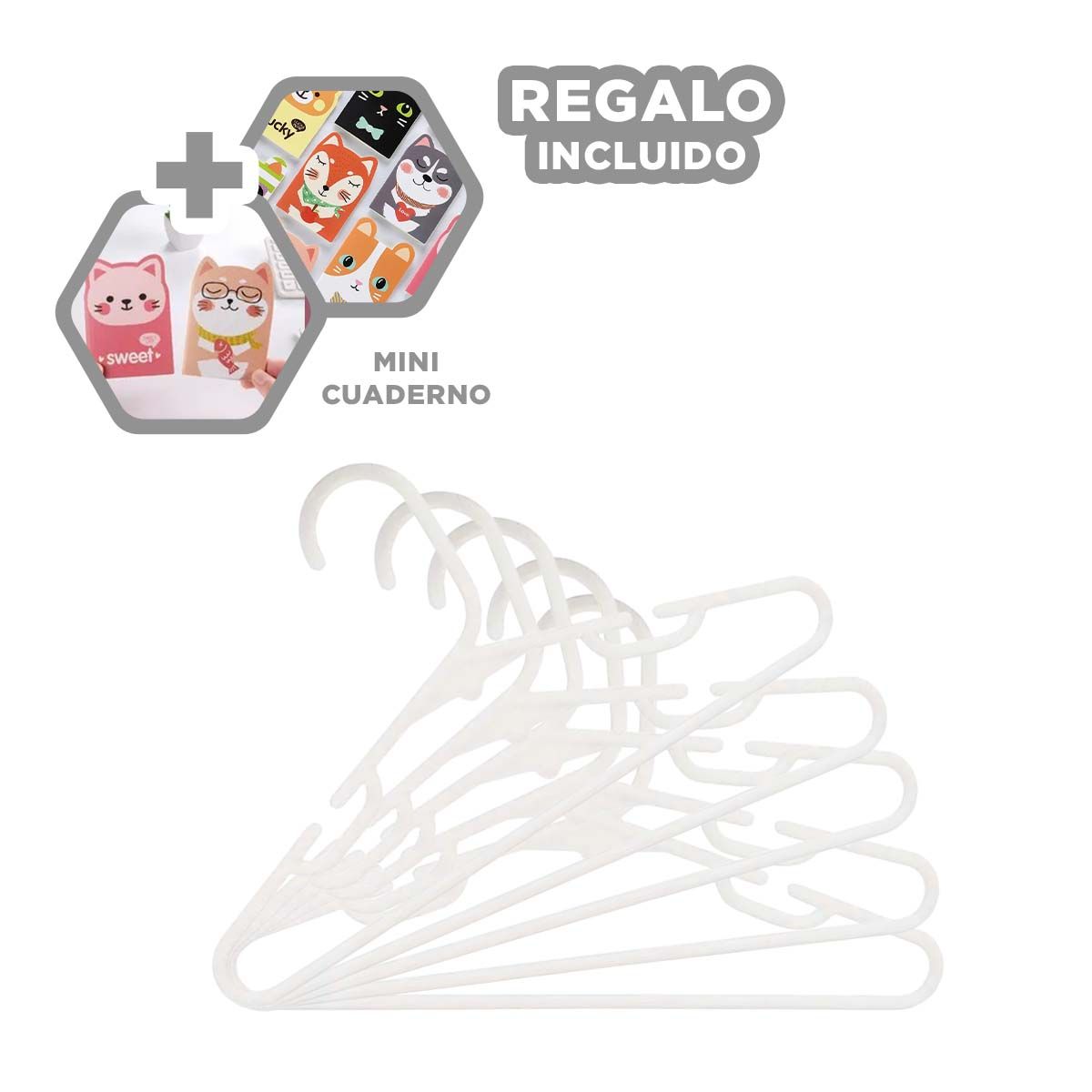 GENERICO - Pack9 Colgador para Armarios en Blanco Y+Regalo Agendita