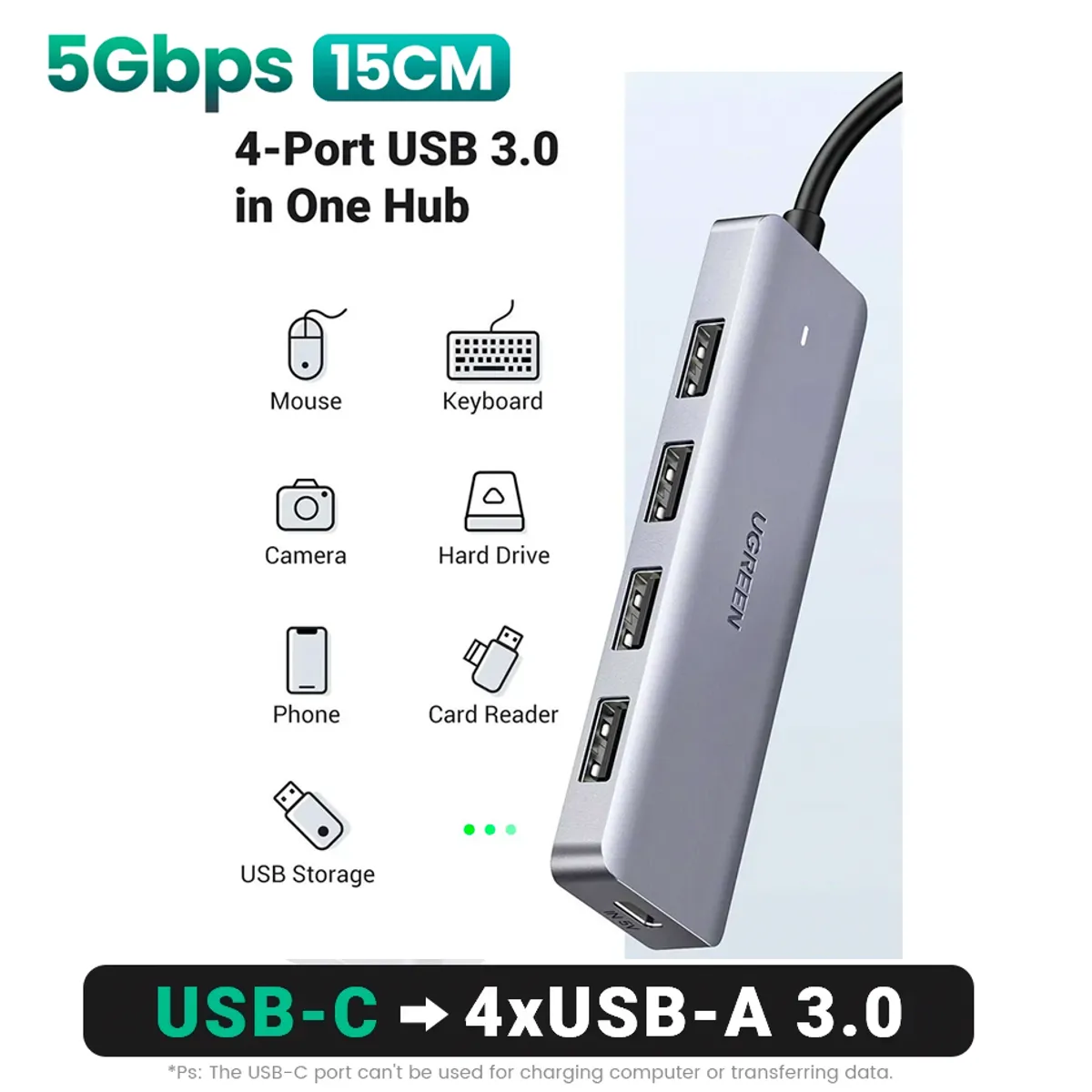UGREEN - Adaptador Ugreen 4en1 conector Usb C a USB 3.0 Mac Ipad