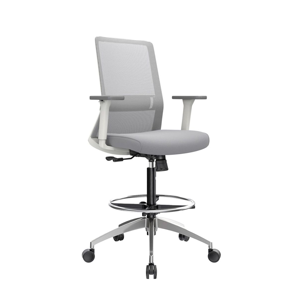 OFIDEAS - Silla Cajero Ergonómica Con Apoyabrazos Twist Gris Aluminio Ofideas