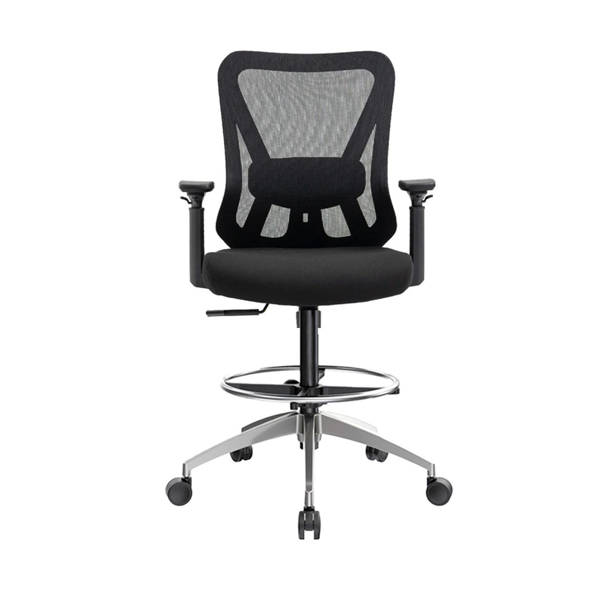 OFIDEAS - Silla Cajero Ergonómica Con Apoyabrazos Smart Negro Aluminio Ofideas