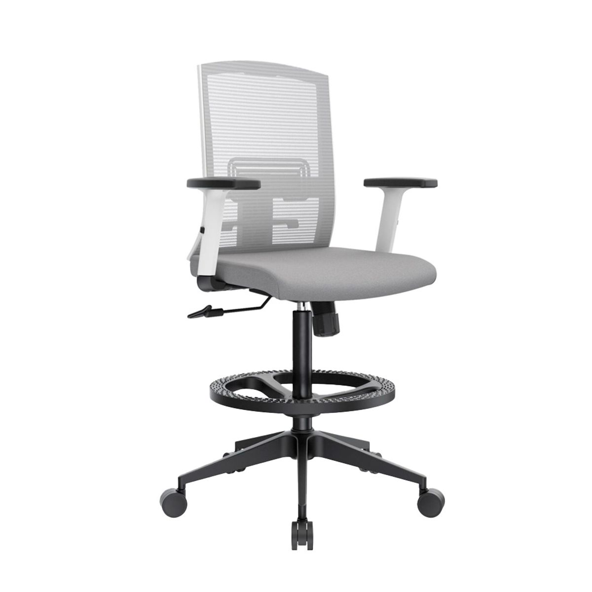 OFIDEAS - Silla Cajero Ergonómica Con Apoyabrazos Monk Gris Nylon Ofideas