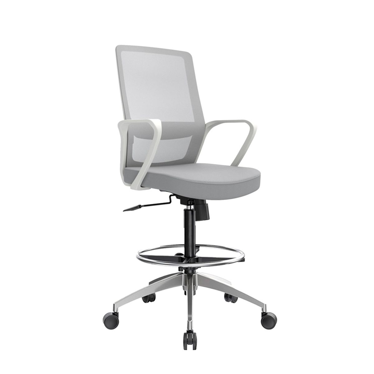 OFIDEAS - Silla Cajero Ergonómica Con Apoyabrazos Andy Gris Aluminio Ofideas