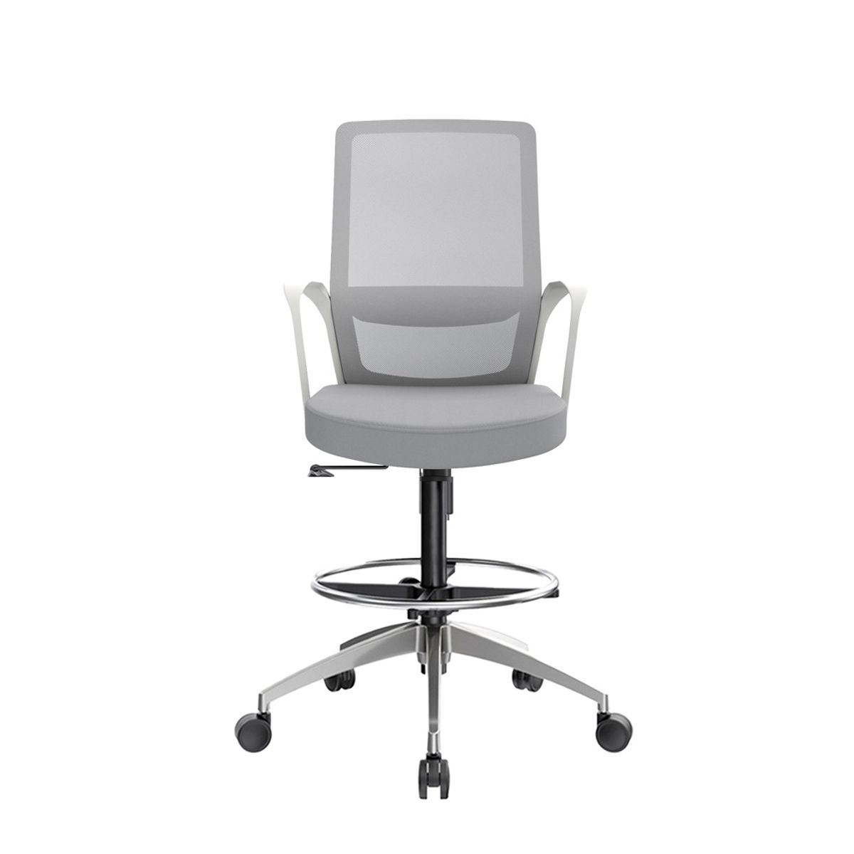 OFIDEAS - Silla Cajero Ergonómica Con Apoyabrazos Andy Gris Aluminio Ofideas