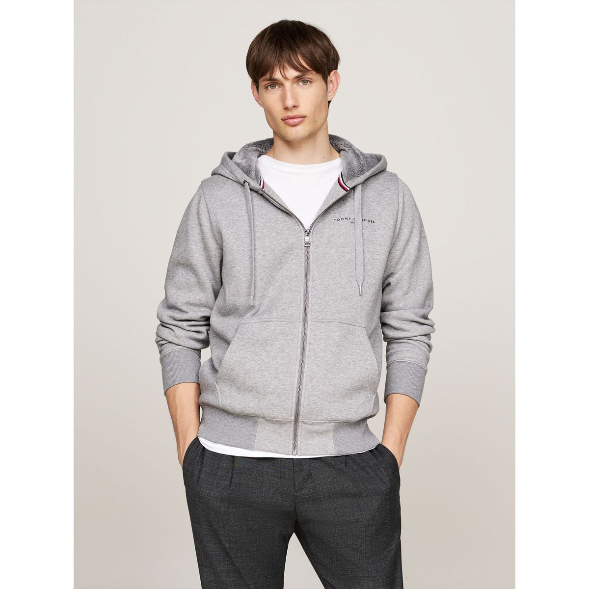 TOMMY HILFIGER - SWEATSHIRT TOMMY LOGO FUR LINED HOODY