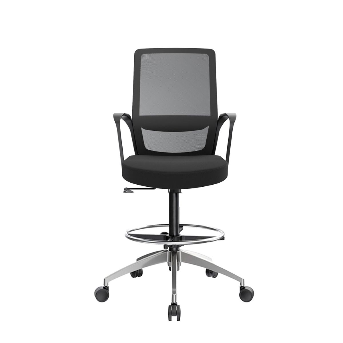 OFIDEAS - Silla Cajero Ergonómica Con Apoyabrazos Andy Negro Aluminio Ofideas