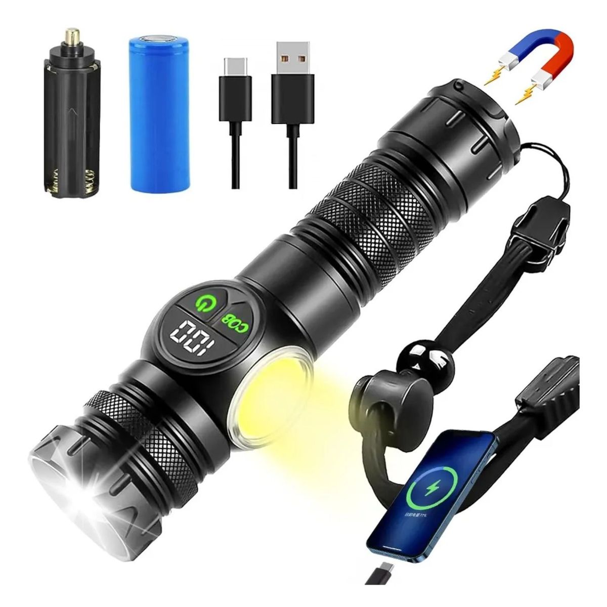 OEM - Linterna De Trabajo LED Imantada Luz Blanca Y Roja USB Tipo C