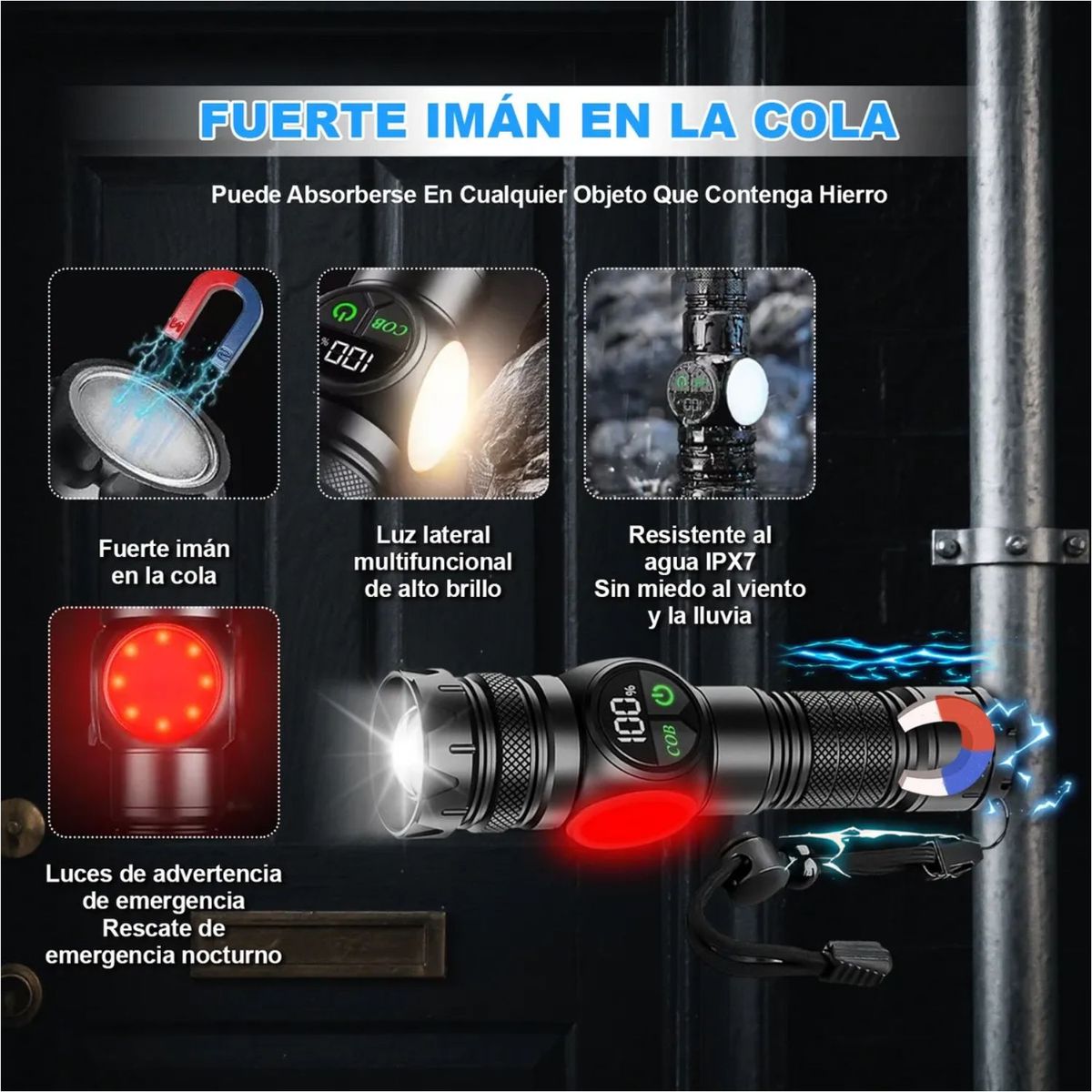 OEM - Linterna De Trabajo LED Imantada Luz Blanca Y Roja USB Tipo C