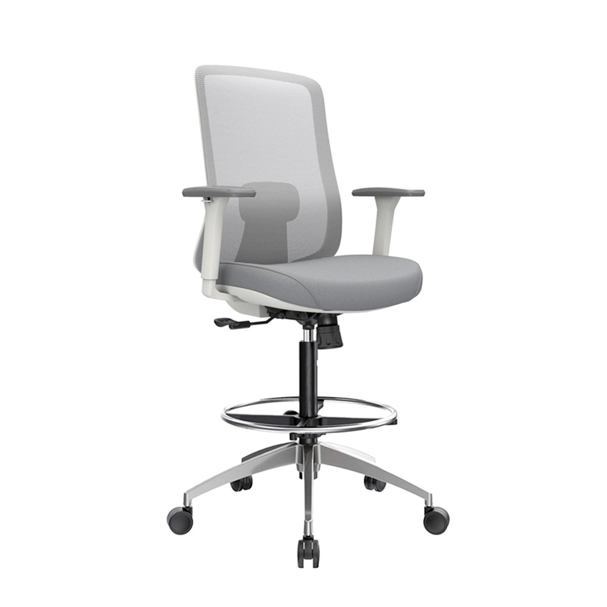 OFIDEAS - Silla Cajero Ergonómica Con Apoyabrazos Milano Gris Aluminio Ofideas