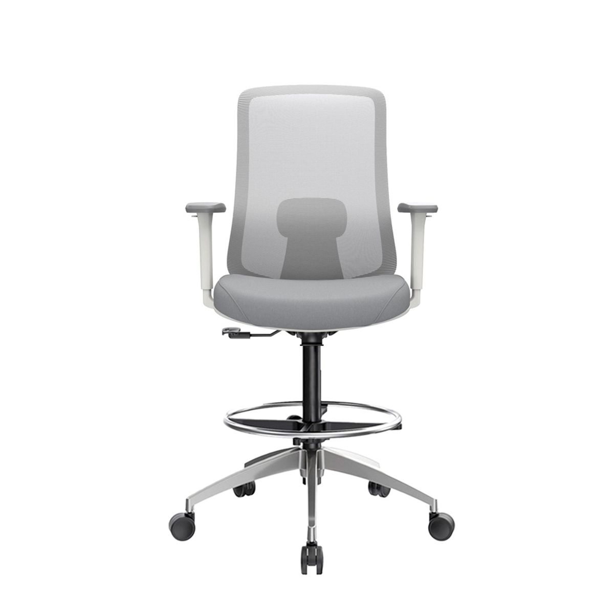 OFIDEAS - Silla Cajero Ergonómica Con Apoyabrazos Milano Gris Aluminio Ofideas