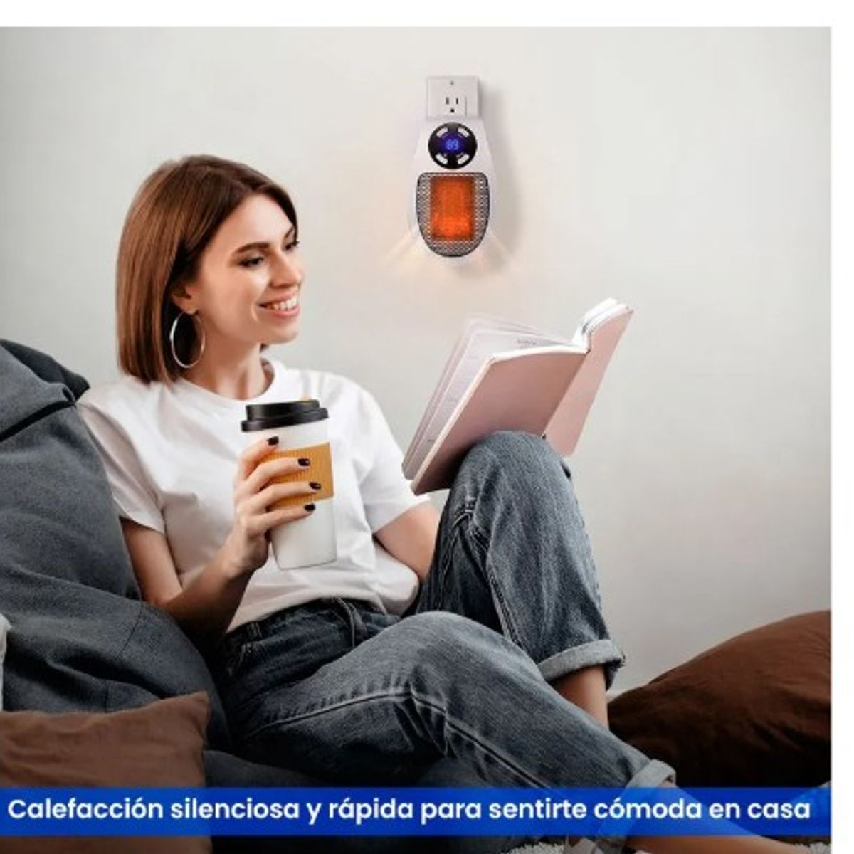 GENERICO - Mini calentador de espacio eléctrico blanco con control remoto