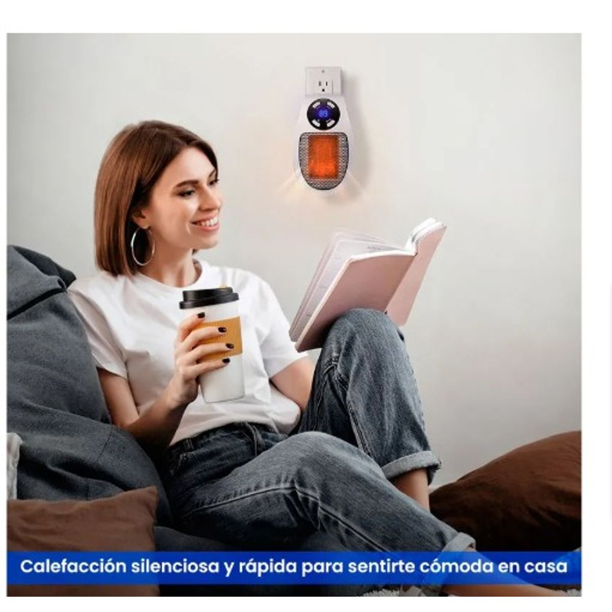 GENERICO - Mini calentador de espacio eléctrico blanco con control remoto