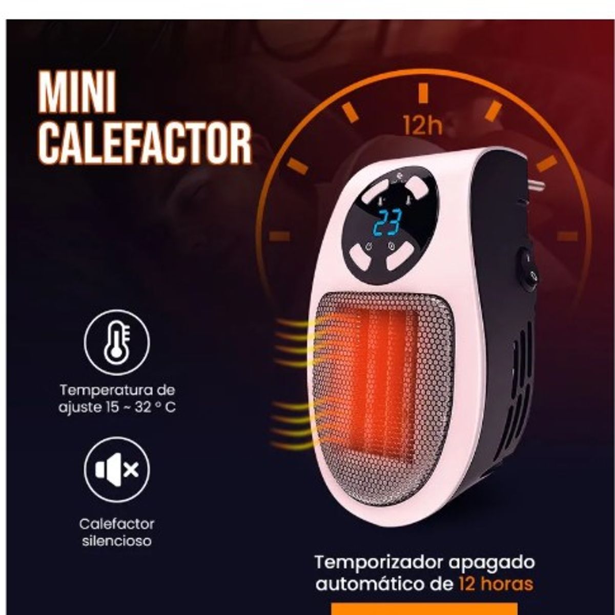 GENERICO - Mini calentador de espacio eléctrico blanco con control remoto
