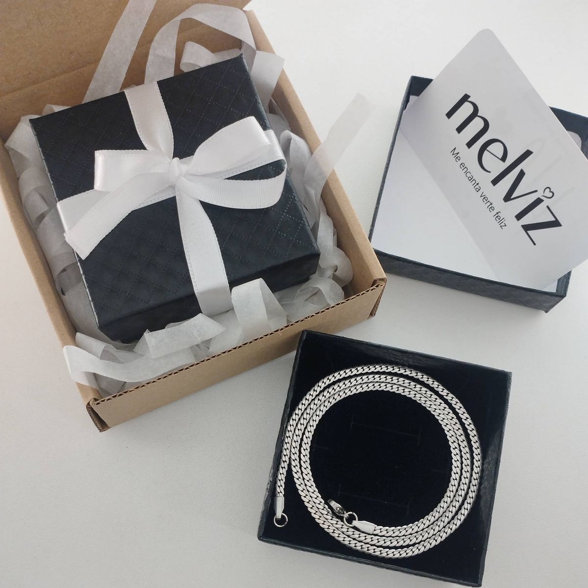 GENERICO - Cadena Lomo De Corvina Plano Plateado Hombre